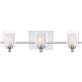 QUOIZEL Applique de salle de bain à trois abat-jours en verre, chromée, Kolt 3xG9 3W,