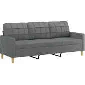 vidaXL Ensemble de canapés 3 pièces avec coussins Tissu gris foncé