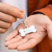 Yoursurprise Porte clé gravé - Os - Argent