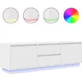 vidaXL Meuble TV avec lumières LED blanc 160,5x41x50 cm
