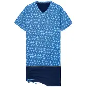 Hom Pyjama court ' Sleepwear Beachcomber ' bleu / bleu foncé