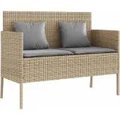 vidaXL Banc de jardin avec coussins Beige Poly Rattan