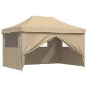 vidaXL Tente de réception pliable Pop-Up avec 4 panneaux latéraux Beige