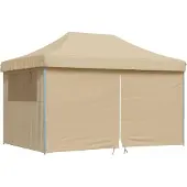vidaXL Tente de réception pliable Pop-Up avec 4 panneaux latéraux Beige