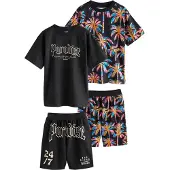 Next Pyjama turquoise / jaune clair / rouge clair / noir
