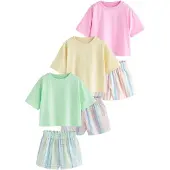 Next Pyjama bleu clair / jaune clair / menthe / rose