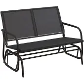 vidaXL Banc à bascule de jardin noir 120,5x76x86,5 cm textilène & acier