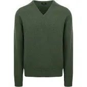 William lockie Pull Laine d'Agneau Vert Rosemary Col-V