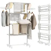 HOMCOM HOMdotCOM Porte-v√tements mobile pliable √† 4 √tages