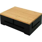 Relaxdays Boîtier de rangement pour câbles , organisation des câbles et aération, H x l x P 11 x 32 x 22 cm, cache-câbles, boîtier pour prises électriques, bambou, noir