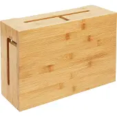 Relaxdays Boîte à câbles , rangement et aération des câbles, H x l x P 11 x 32 x 22 cm, dissimulation des câbles, boîtier de prises, bambou naturel