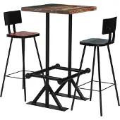 vidaXL Mobilier de bar 3 pcs Bois de récupération massif Multicolore245398