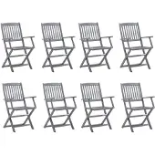 vidaXL Klappbare Gartenstühle 8 Stk. mit Kissen Massivholz Akazie