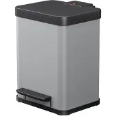 Hailo 0619-220 Collecteur de déchets à pédale Öko uno plus M, 17 L, argent