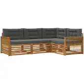 vidaXL Ensemble de canapés d'extérieur avec coussins 4 pièces Nature et Anthracite