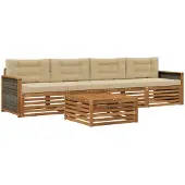 vidaXL Ensemble de salon de jardin 5 pièces, couleurs naturelles et beige