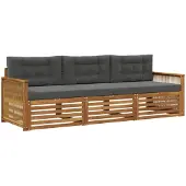 vidaXL Ensemble de canapés d'extérieur avec coussins 3 pièces Nature et Anthracite