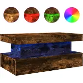 vidaXL Table basse avec lampes LED chêne fumé 90x50x40 cm