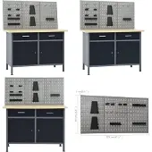 vidaXL Établi avec 3 panneaux à outils