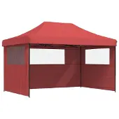 vidaXL Tente de réception pliable Pop-Up avec 3 panneaux latéraux rouge bourgogne