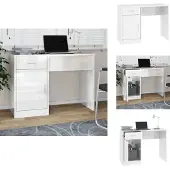 vidaXL Bureau avec espace de rangement blanc brillant 100x40x73 cm