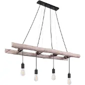 Globo Lampe suspendue à 4 lumières Irmgard bois 190cm