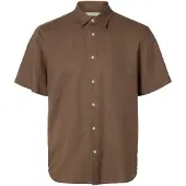 Selected Coupe Classique Chemise En Lin Mélangé Homme Marron M