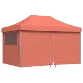 vidaXL Tente de réception pliante Pop-Up avec 4 panneaux latéraux rouge terracotta