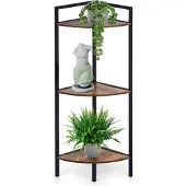 Northio Étagère d'angle en métal noir 23,5x23,5x76 cm