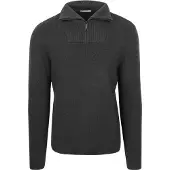 KnowledgeCotton Apparel Half Zip Pullover Merino Anthracite Gris taille L