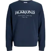 Jack & Jones Plus Sweat-shirt 'JJDevin Daytona' bleu marine / blanc