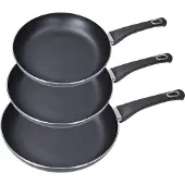 EDM Set 3 Poêles Anti-adhérentes Basic Line Cuisson Facile, Nettoyage Rapide, Polyvalence -