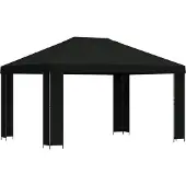 vidaXL Tente de jardin 4 x 3 m, polyester noir et acier, 190 g/m²
