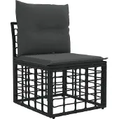 vidaXL Canapé d'extérieur modulaire sans accoudoirs, en polyrotin noir