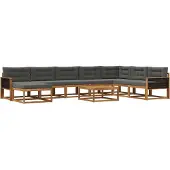 vidaXL Ensemble de canapés d'extérieur avec coussins 9 pièces Nature et Anthracite