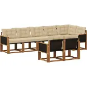 vidaXL Ensemble de canapés d'extérieur avec coussins 8 pièces Nature et Beige