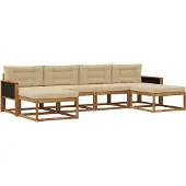 vidaXL Ensemble de sofa d'extérieur, 6 pièces, couleurs naturelles et beige
