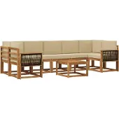 vidaXL Ensemble de canapés d'extérieur avec coussins, 6 pièces, couleur naturelle