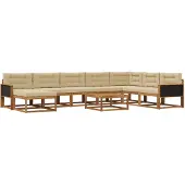 vidaXL Ensemble de canapés d'extérieur avec coussins 9 pièces Nature et Beige