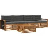 vidaXL Ensemble de canapés d'extérieur avec coussins 5 pièces Nature et Anthracite