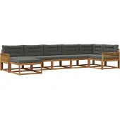 vidaXL Ensemble de canapés d'extérieur avec coussins 7 pièces Nature et Anthracite