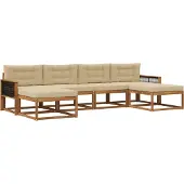 vidaXL Ensemble de sofa d'extérieur, 6 pièces, couleurs naturelles et beige