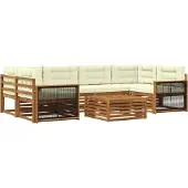 vidaXL Ensemble de salon de jardin 7 pièces, couleurs naturelles et crème