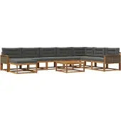 vidaXL Ensemble de canapés d'extérieur avec coussins 9 pièces Nature et Anthracite