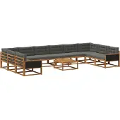 vidaXL Ensemble de canapés d'extérieur avec coussins 11 pièces Nature et Anthracite