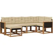 vidaXL Ensemble de canapés d'extérieur avec coussins 6 pièces Nature et Beige