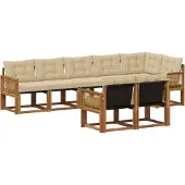 vidaXL Ensemble de canapés d'extérieur avec coussins 8 pièces Nature et Beige