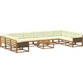 vidaXL Ensemble de canapés d'extérieur avec coussins 11 pièces Nature et Crème