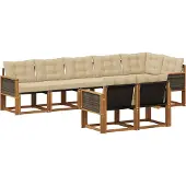 vidaXL Ensemble de canapés d'extérieur avec coussins 8 pièces Nature et Beige