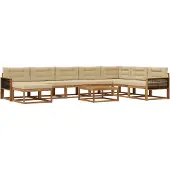 vidaXL Ensemble de canapés d'extérieur avec coussins 9 pièces Nature et Beige